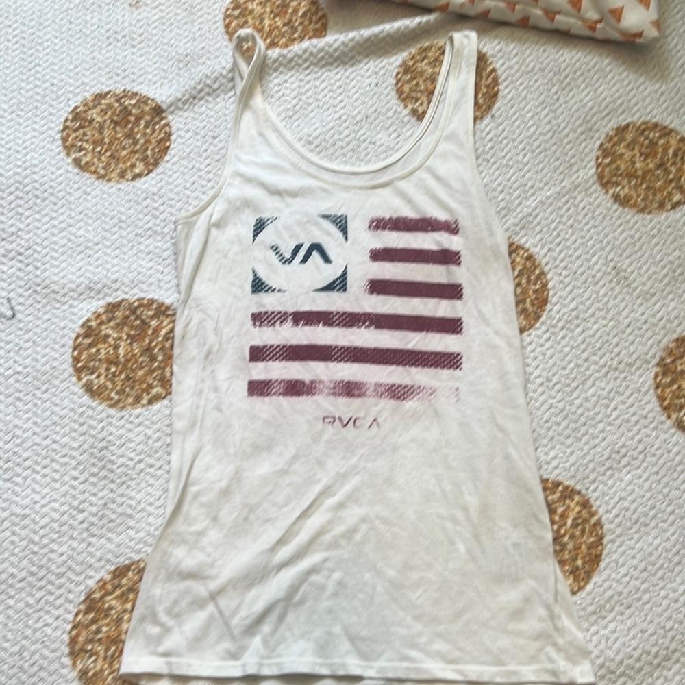 RVCA distressed appearance American flag women’s tank top small Fourth of July